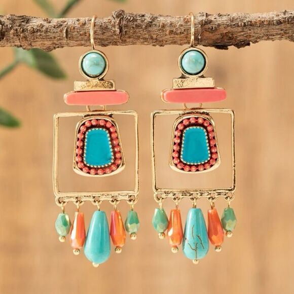 Boho dangle earrings A46 - Picture 1 of 5